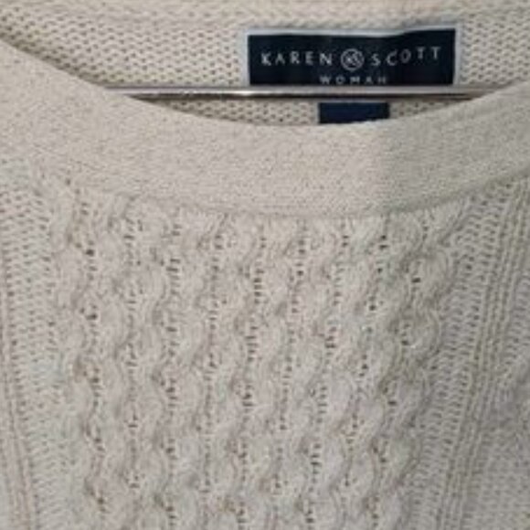 Karen Scott Cable Knit Sweater Size 3X - Picture 3 of 10